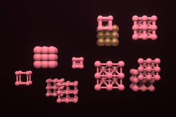 Inter-locked sphere, molecule style for design texture, background. 3D render.