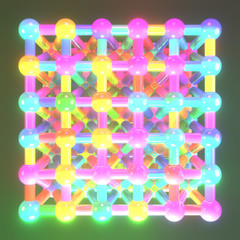 Inter-locked sphere, molecule style for design texture, background. 3D render.