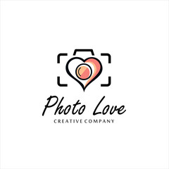 love camera photo logo template vector illustration icon element isolated