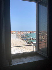 View from the Palace window on the Venetian coast in summer sunny day.