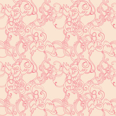 Materiał do szycia Vintage vector seamless flower pattern
