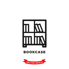 bookcase icon in trendy flat style