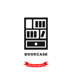 bookcase icon in trendy flat style