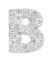 Capital letter B patterned with abstract flowers