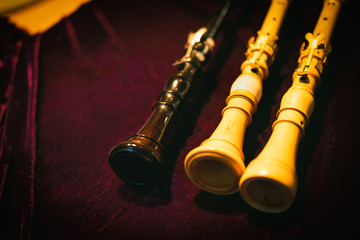 Early Music Historical Instrument - Baroque Oboes on display 