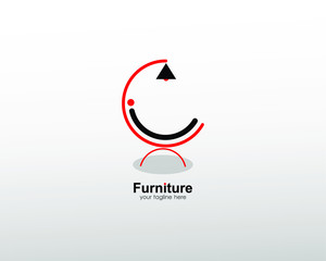 abstract furniture logo with art lines. modern templates. for company and graphic design. logo icon of chair, lamp, table, wardrobe.