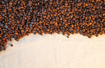 coffee beans on cotton background