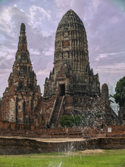 Photos of the Wat Chaiwatthanaram is a Buddhist temple in the city of Ayutthaya Historical Park Thailand.