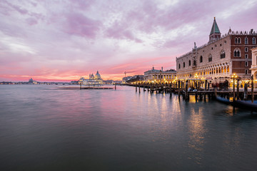 Venice sunset over the river 