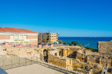Roman amphitheater in Tarragona, Catalonia, Spain.
