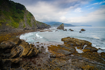 Amazing view of the Atlantic coast near the island of Gastelugache. Basque country. Northern spain
