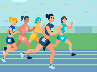Fototapeta na wymiar Competitions in running. Athletics. In minimalist style. Cartoon flat vector