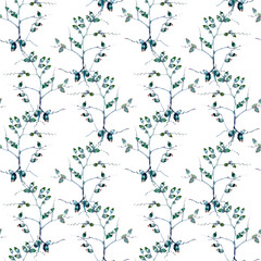 Watercolor twigs. Abstract floral seamless pattern. Design for wallpaper, background, fabric, textile, covers, packaging, wrapping paper.