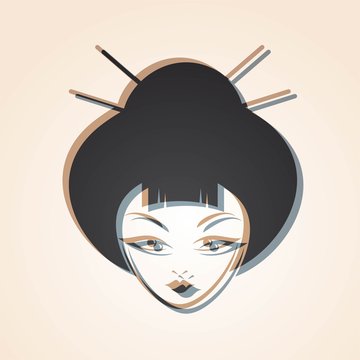 Design Of Japanese Face Illustration