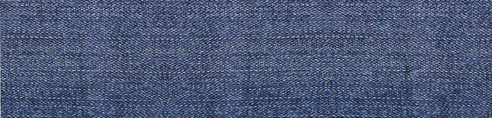 Denim blue jeans texture background of empty fabric, close up top view banner. Blank jean backdrop, empty plain denim cloth canvas design. Lifestyle fashion template of blue color jean material