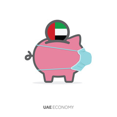 UAE healthcare savings. Piggy bank with medical face mask