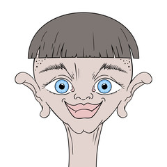 Funny man face with long neck