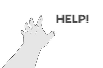 Design of hand and help message
