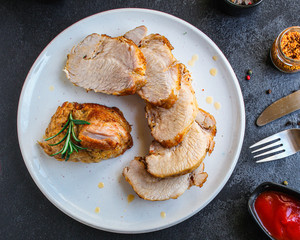 meatloaf, pork meat tasty and healthy grill food bbq, menu concept. background. top view. copy space