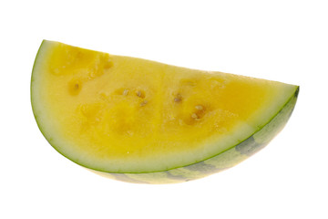 slice of yellow watermelon isolated on white background