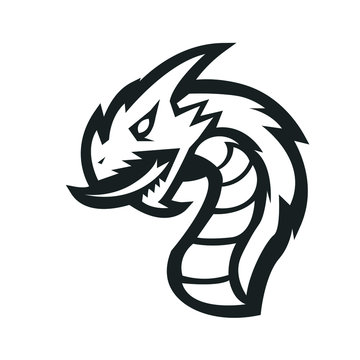 Dragon mascot logo silhouette version. Dragon in sport style, mascot logo illustration design vector
