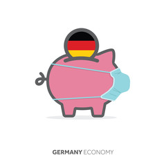 Germany healthcare savings. Piggy bank with medical face mask