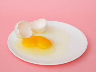raw egg with a double yolk as an anomaly in nature