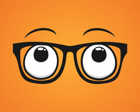 Design of eyes with glasses looking