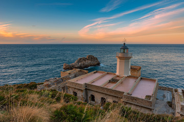 Il faro di Capo Zafferano al crepuscolo, provincia di Palermo IT	