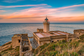 Il faro di Capo Zafferano al crepuscolo, provincia di Palermo IT