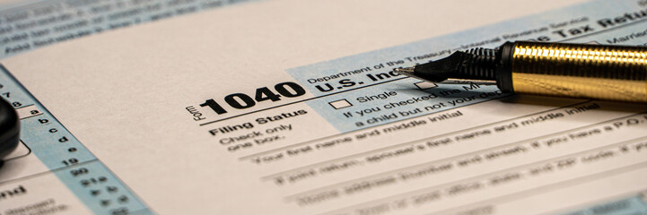 Tax forms 1040. U.S Individual Income Tax Return. Tax time.