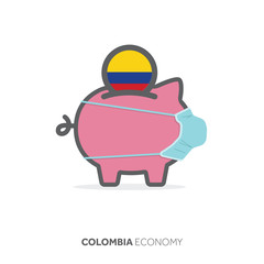 Colombia healthcare savings. Piggy bank with medical face mask