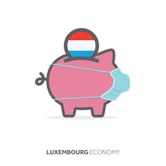Luxembourg healthcare savings. Piggy bank with medical face mask