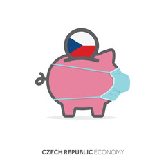 Czech Republic healthcare savings. Piggy bank with medical face mask