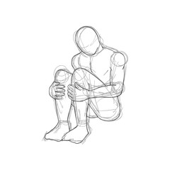 Sketch of sitting man illustration
