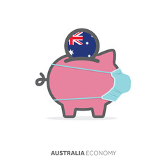 Australia healthcare savings. Piggy bank with medical face mask