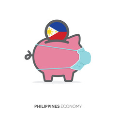Philippines healthcare savings. Piggy bank with medical face mask