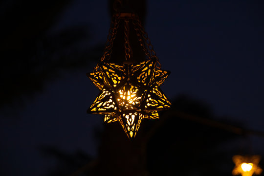 Decorative Wrought Iron Chandelier In The Dark