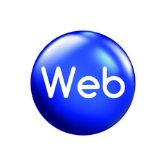 Web button sign, white outline on blue background, isolated EPS vector illustration.