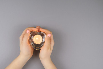 Hands of a girl top view