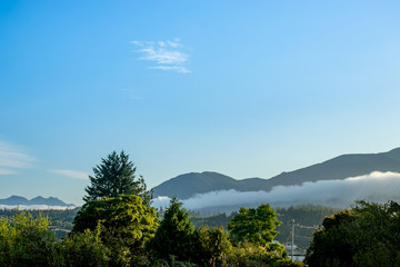 Early morning scenery of the hills, Ucluelet, Vancouver Island, BC, Canada