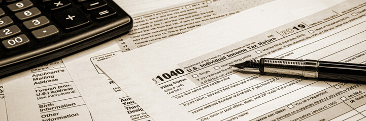 Tax forms 1040. U.S Individual Income Tax Return.