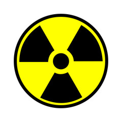 Fototapeta premium Black and yellow sign of nuclear danger. Radiation danger symbol or icon isolated on a white background