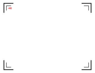Viewfinder frame of the VCR digital display. Camera vector frame. Vector illustration isolated on a white background