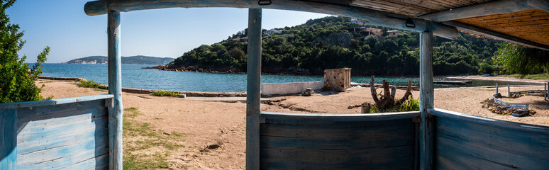 A wood construction on the beach