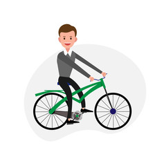 man rides a bicycle flat illustration of character. design element