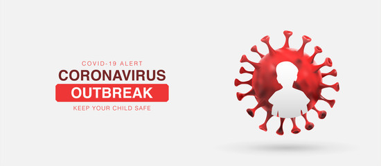 Coronavirus outbreak, keep your child safe illustration. China epidemic coronavirus 2019-nCoV in Wuhan. Virus Covid 19-NCP. Spread of the novel coronavirus Background.