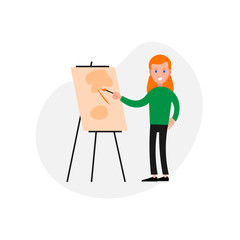 Woman Painting flat illustration of character. design element