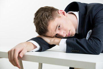 Obraz premium Portrait of young man on white background