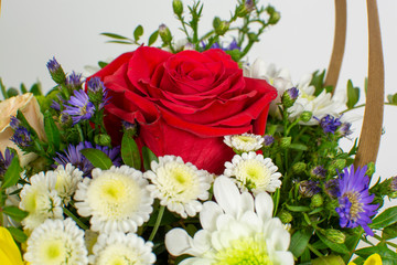 Closeup flower bouquet with different flowers